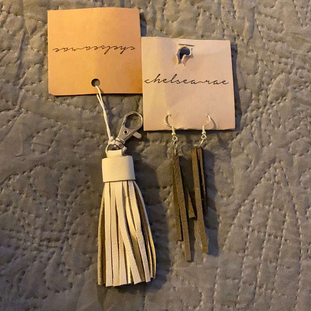 Leather earrings and clip on tassel
